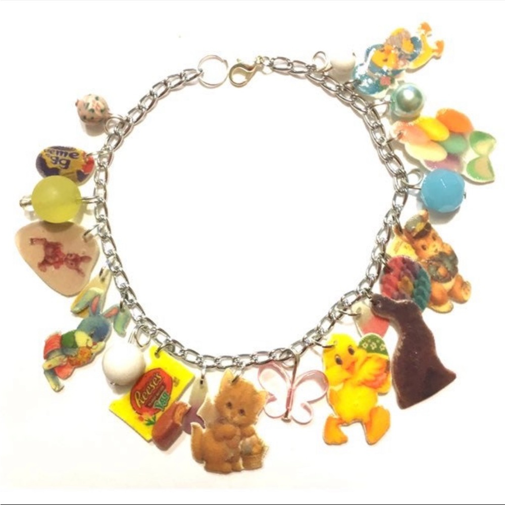 Cute Easter Candy Basket Charm Bracelet